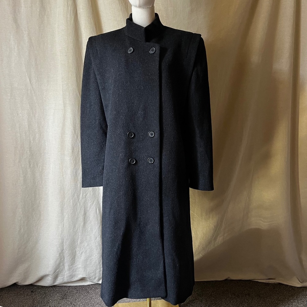Vintage Charles Klein Gray Pure Wool Maxi Coat Women's 18 XL Yugoslavia